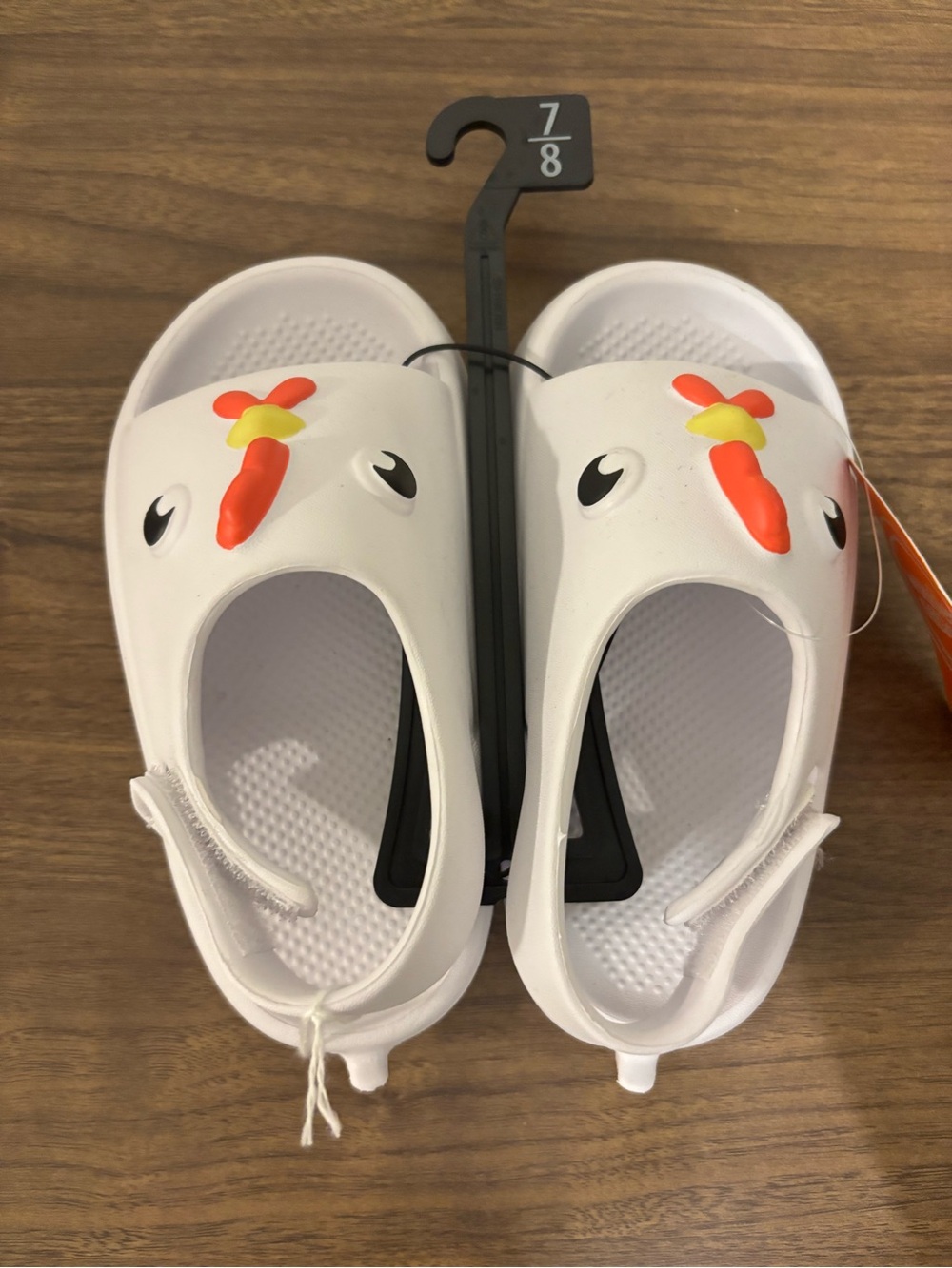 The Children's Place White Chicken Clog Sandals with Orange Beak & Yellow Comb